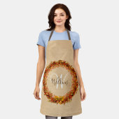 Thanksgiving Herfst Herfst Krans Bladeren Monogram Schort (Gedragen)