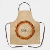 Thanksgiving Herfst Herfst Krans Bladeren Monogram Schort (Voorkant)