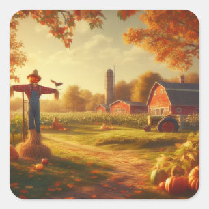Thanksgiving/Herfst/Herfst op het boerderij Vierkante Sticker