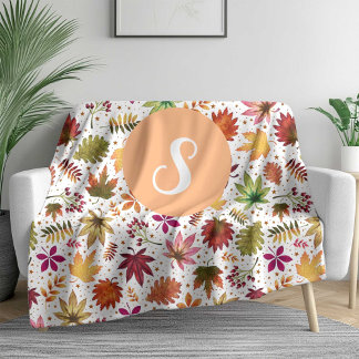 Thanksgiving Herfst Herfstbladeren Patroon Monogra Fleece Deken