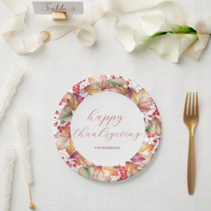 Thanksgiving Herfst Kleuren Bloemen Papieren Bordje