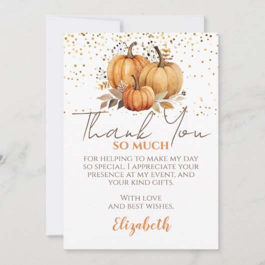 Thanksgiving Herfst Pumpkin Bedankkaart (Voorkant)