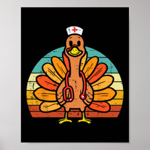 Thanksgiving Herfst urse stethoscoop scrub t Poster