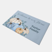 Thanksgiving Herfst Waterverf Blue Pumpkin Patch Deurmat (Schuin)