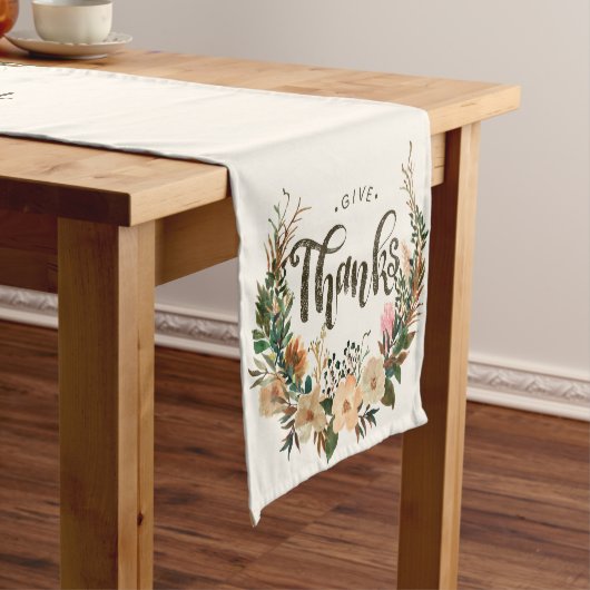 Thanksgiving Herfst Waterverf Boho Floral krans Korte Tafelloper (Voorbeeld)