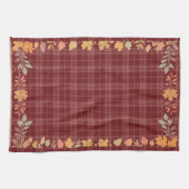 Thanksgiving herfstbladeren op Plaid Theedoek (Horizontaal)