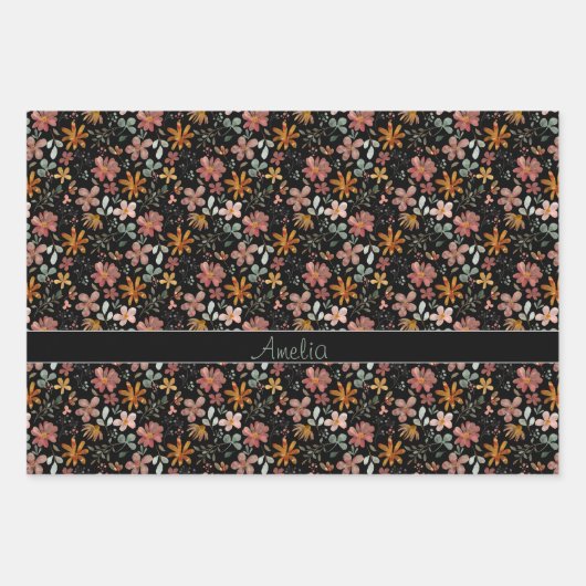 Thanksgiving Herfstbloem rood patroonnaam Inpakpapier Vel (Voorkant 2)