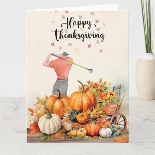Thanksgiving Herfstgroet voor Golfer Kaart (Voorkant)