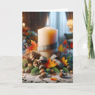 Thanksgiving herfstkaars met eikels kaart