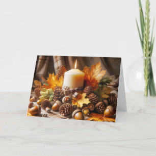 Thanksgiving herfstkaars met eikels kaart