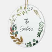 Thanksgiving herfstkleuren verlaat NAAM JAAR Keeps Keramisch Ornament (Links)