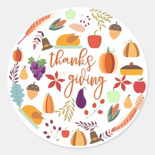 Thanksgiving Holiday Fun Ronde Sticker (Voorkant)