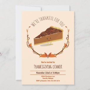 Thanksgiving Holiday Happy Pecan Pie Tan Brown Kaart