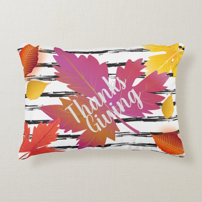 Thanksgiving Holiday Herfst Maple Leaves Brush dec Accent Kussen (Voorkant)