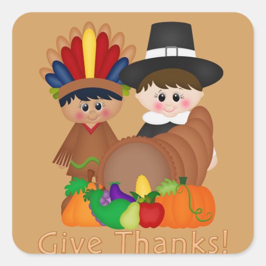 Thanksgiving Holiday Indian Pilgrim sticker (Voorkant)
