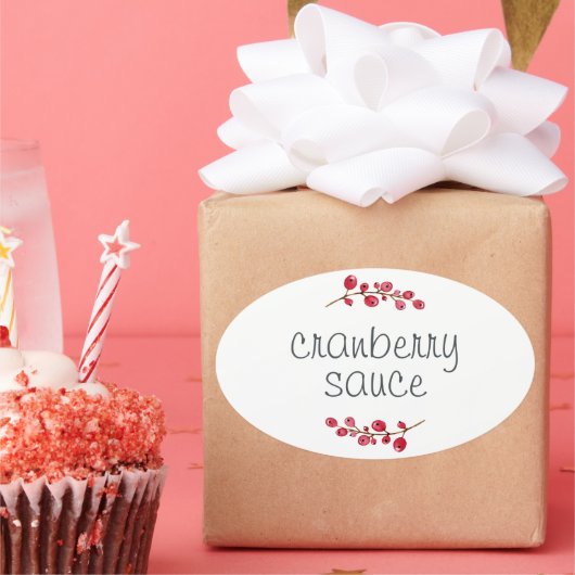 Thanksgiving Homemade Cranberry Sauce Ovale Sticker (Feest)