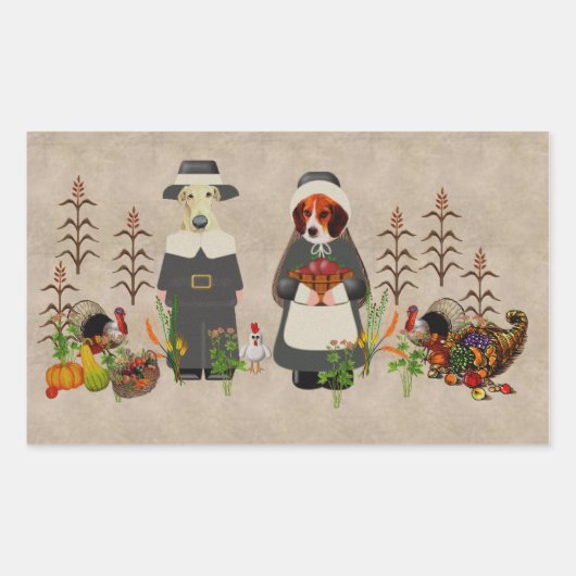 Thanksgiving Honden Rechthoekige Sticker (Voorkant)