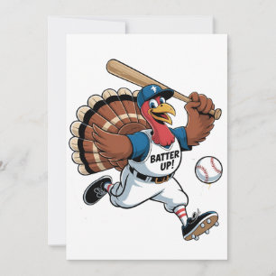 Thanksgiving honkbal Turkije Batter Gobbler Bedankkaart