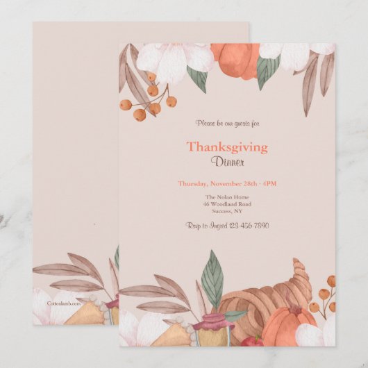 Thanksgiving Hoorn des Overvloeds Kaart (Voorkant / Achterkant)