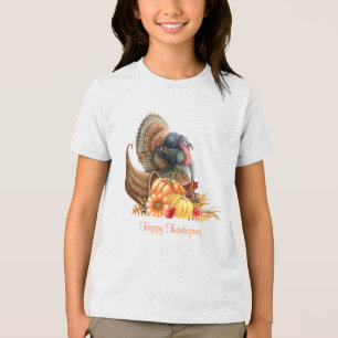 Thanksgiving Hoorn Des Overvloeds T-Shirt Tri-Blen