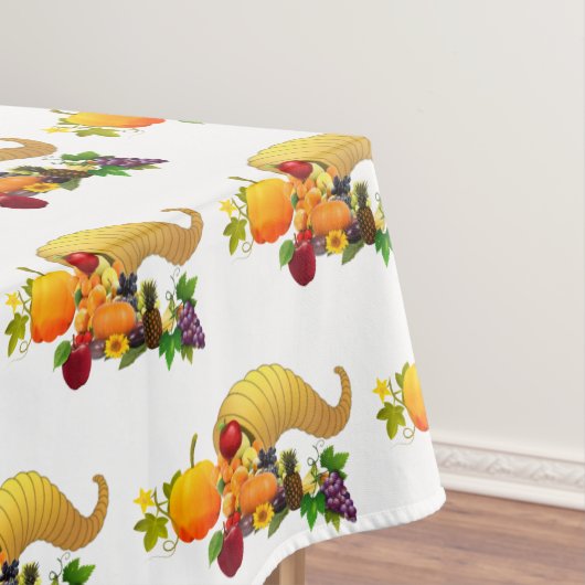 Thanksgiving Horn of Plenty on White Tafelkleed (Voorbeeld)