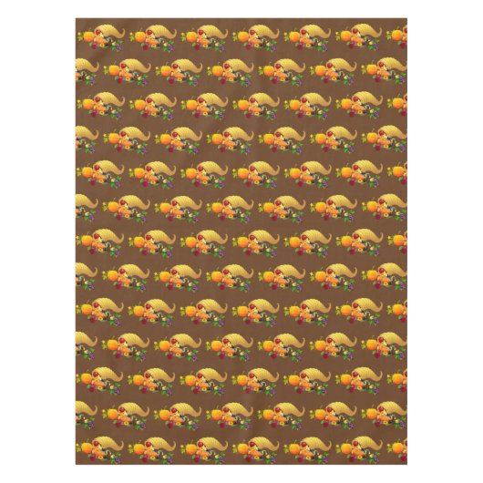 Thanksgiving Horn van Plenty op Brown Tafelkleed (Voorkant)