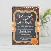 Thanksgiving Hout Geef Bedankt Rustieke Lichten No Kaart (Staand voorkant)