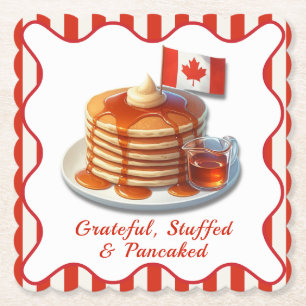 Thanksgiving Humor Canada Esdoornpannenkoeken & Kartonnen Onderzetters