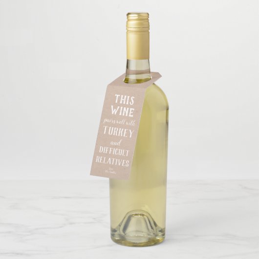 Thanksgiving Humor Labels wijn (Schuin)