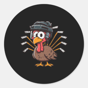 Thanksgiving IJshockey Turkije Dag Sport Mannen Bo Ronde Sticker