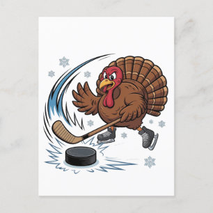 Thanksgiving ijshockey Turkije Gobbler Feestdagenkaart