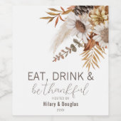 Thanksgiving in de herfst wijn etiket (Enkel label)