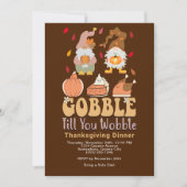 Thanksgiving Ingang Gnomen Gobble Quote Feestdagenkaart (Voorkant)
