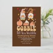 Thanksgiving Ingang Gnomen Gobble Quote Feestdagenkaart (Staand voorkant)