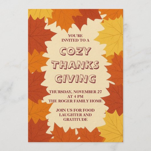 Thanksgiving Invitation – Autumn Leaves Fall (Devant)