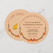 Thanksgiving Invitation avec décoration et tarte (Devant / Derrière)