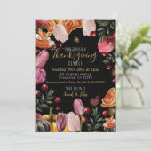 Thanksgiving Invitation fleurie colorée (Debout devant)