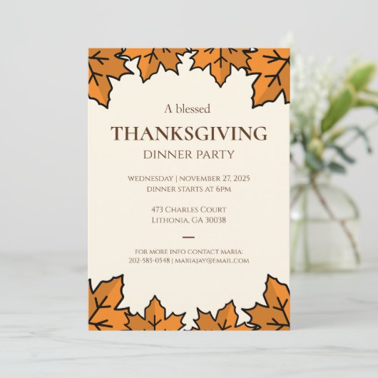 Thanksgiving Invitation – Printable Potluck Invt (Debout devant)