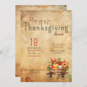 Thanksgiving Invitation Russe Citrouille Panier (Devant / Derrière)