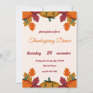 Thanksgiving Invitation Sjabloon Bewerkbare flyer