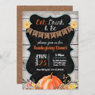 Thanksgiving inwendige uitnodiging Burlap-alkbord