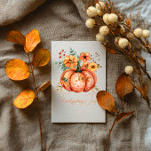 Thanksgiving Joy Floral Pumpkin Card Kaart