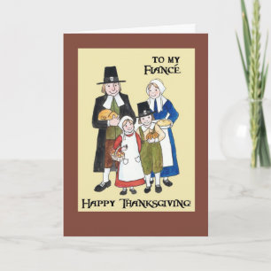 Thanksgiving Kaart met Pilgrims voor financiering