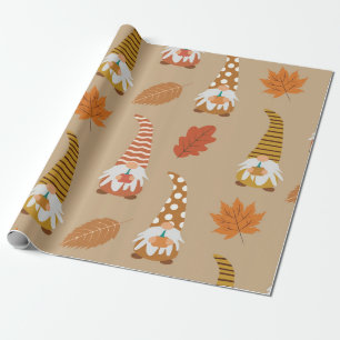 Thanksgiving-kabouters met herfstbladeren cadeaupapier