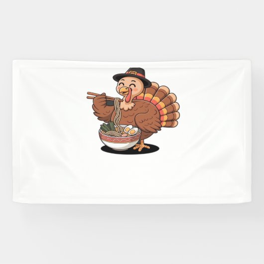 Thanksgiving kalkoen eet ramen Oversized T-Shirt Spandoek (Horizontaal)
