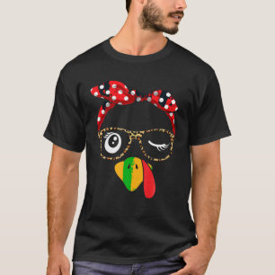 Thanksgiving kalkoen gezicht knipoog luipaard bril t-shirt