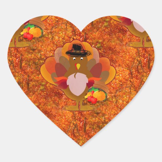 Thanksgiving kalkoen hart sticker (Voorkant)