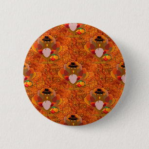 Thanksgiving kalkoen ronde button 5,7 cm