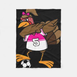 Thanksgiving kalkoen shirt voor meisjes voetbal Da Fleece Deken