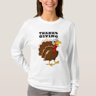 Thanksgiving kalkoen T-shirt Vrouwen Lange hoes